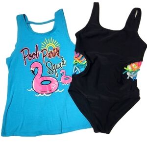 Girls Swim suit + tanktop coverup.